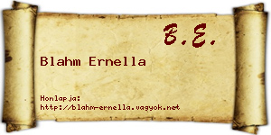 Blahm Ernella névjegykártya